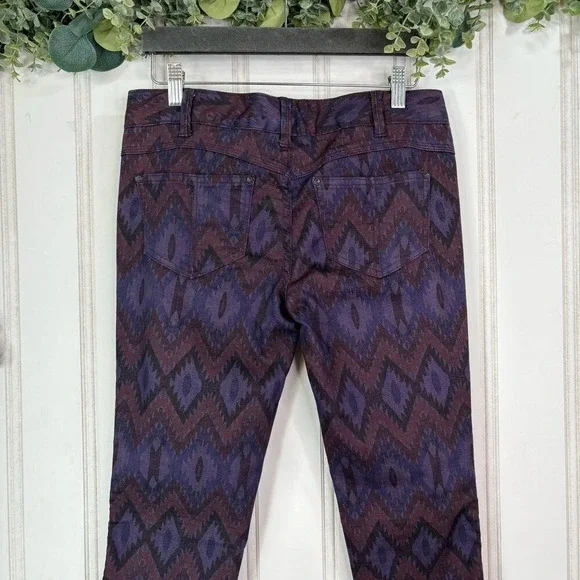 Free People Skinny Jeans size 28 Purple Aztec Boho Casual Festival Retro Earthy - Picture 7 of 10
